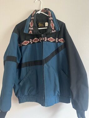 David James Aztec Trim Blue & Black Jacket